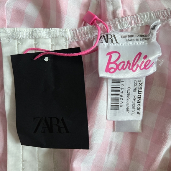 New Zara x Barbie Mattel Gingham Bustier Top Size 32B NWT Blogger Favorite - Picture 14 of 16